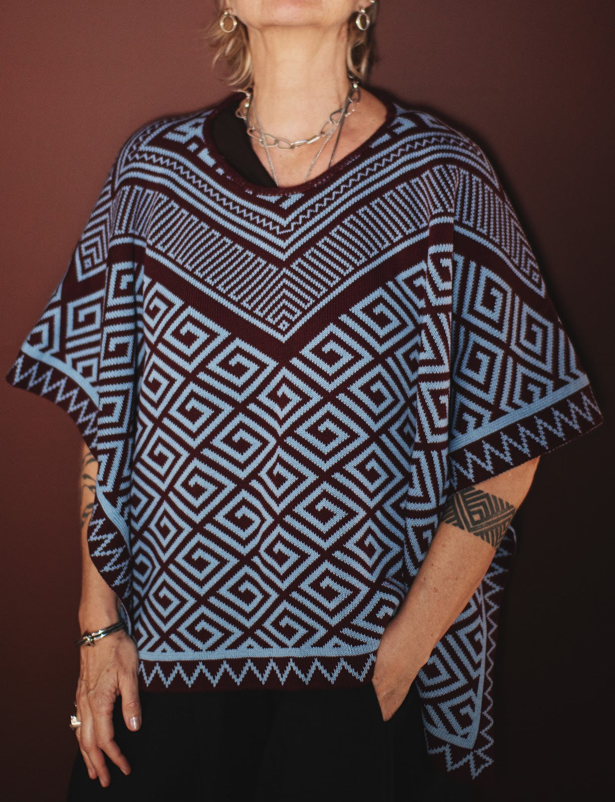 Poncho - Azul e Vinho
