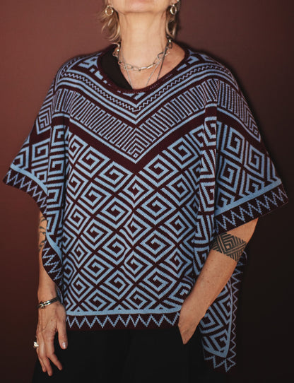 Poncho - Azul e Vinho