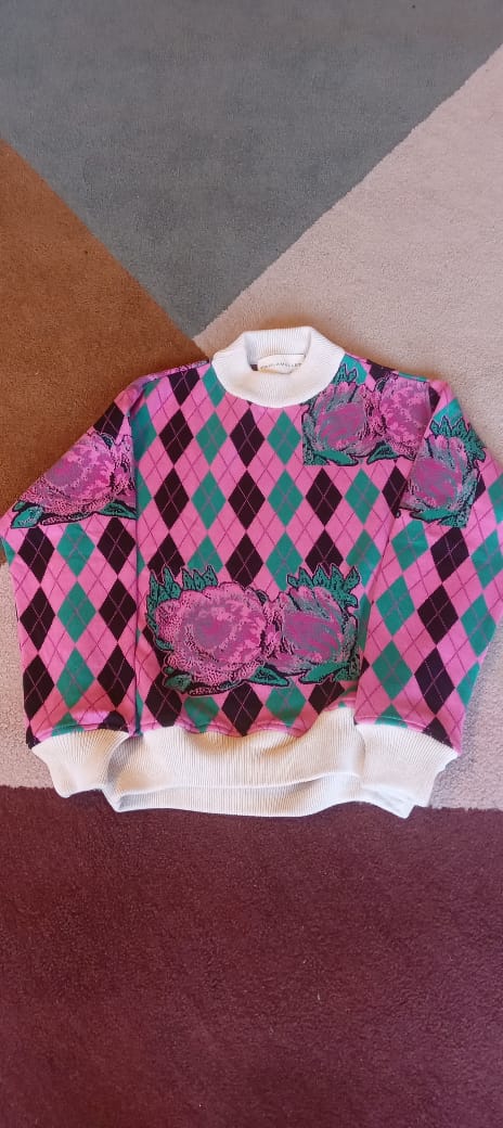 Pull de Algodão Losango - Pink e Flor